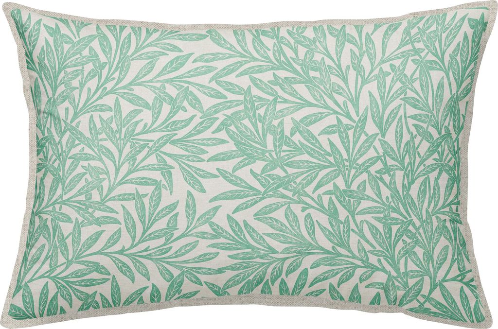 Erwin Müller Kissenhülle Blätter" jade 30x50 cm"