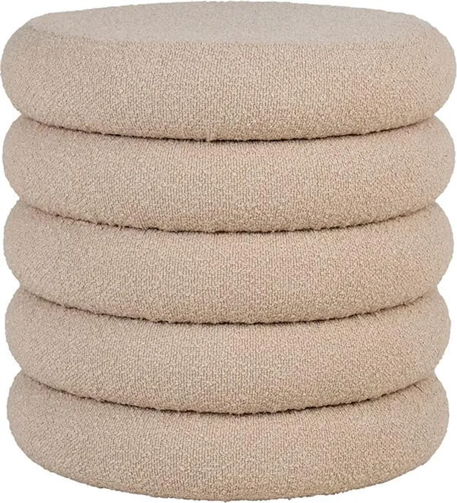 Pouf Lisa Design Marely beige en bouclette ultra douce et confortable