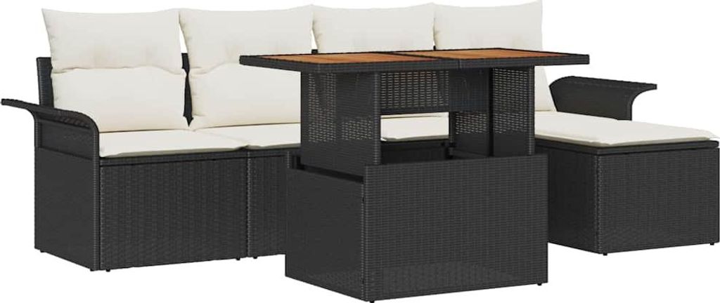 Möbel Garten-Sofa-Set - Outdoor-Lounge-Set - mit Kissen 6er Set,multifunktional& Moderne - Schwarz und Creme - Gartengarnitur - Gartensofas CLORIS...