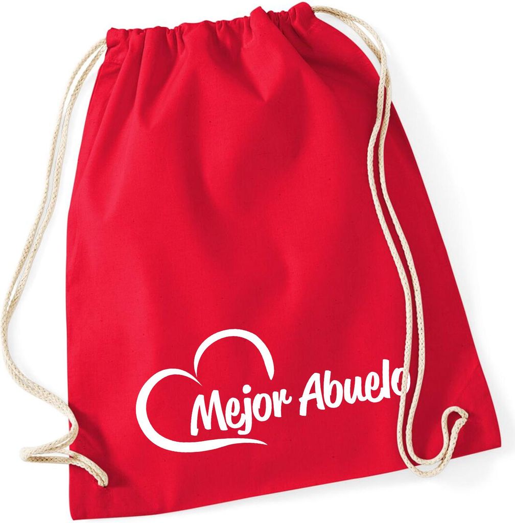 Huuraa Turnbeutel Mejor Abuelo Corazón 12 Liter Classic Red Baumwolle Rucksack Geschenkidee