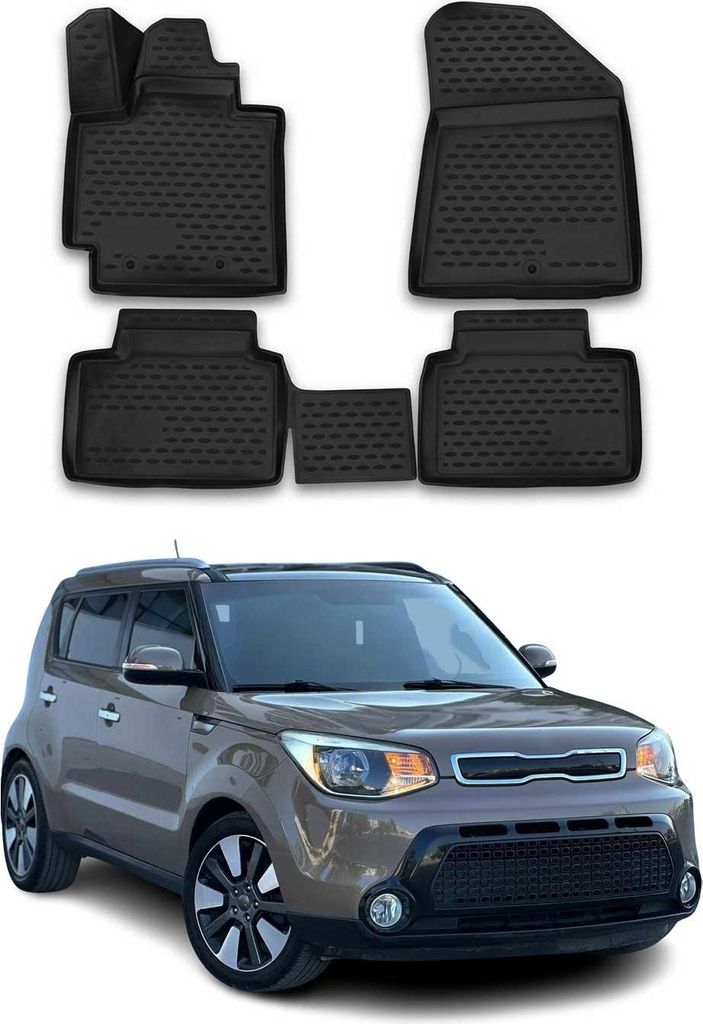 OMAC Gummimatten Fußmatten für Kia Soul 2013-2020 TPE Automatten Schwarz 4x