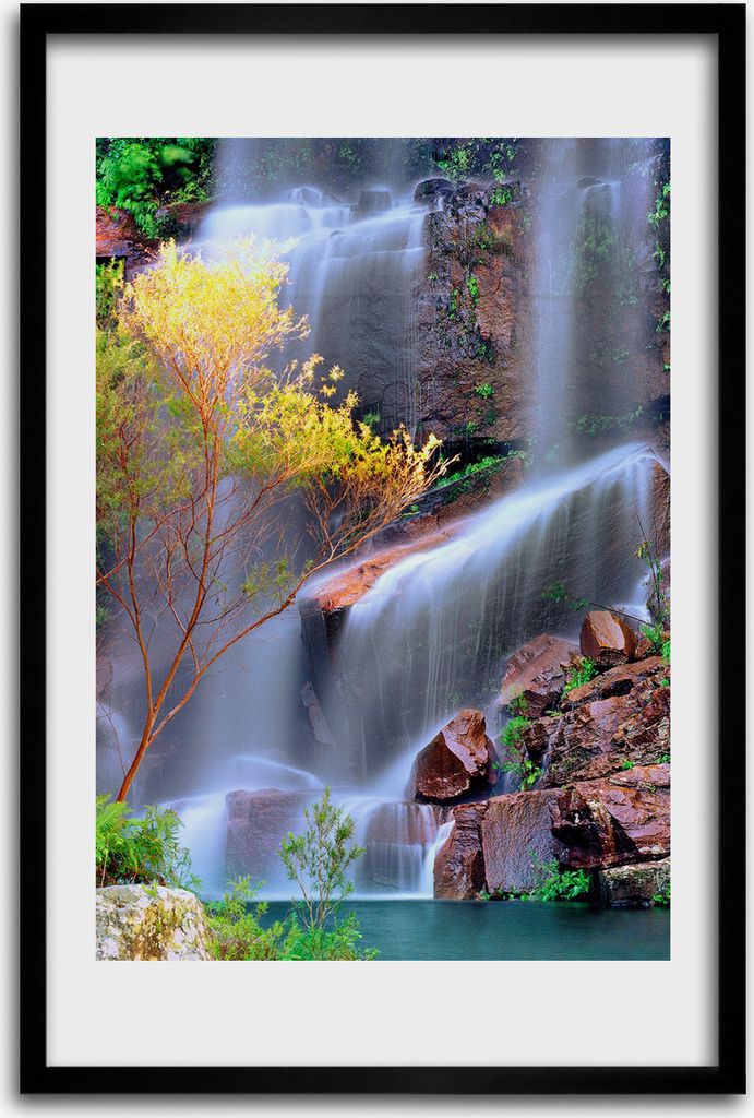 Bild - Bilderrahmen - 40 cm x 60 cm - MDF - Rahmen - Wandkunst - Wasserfall