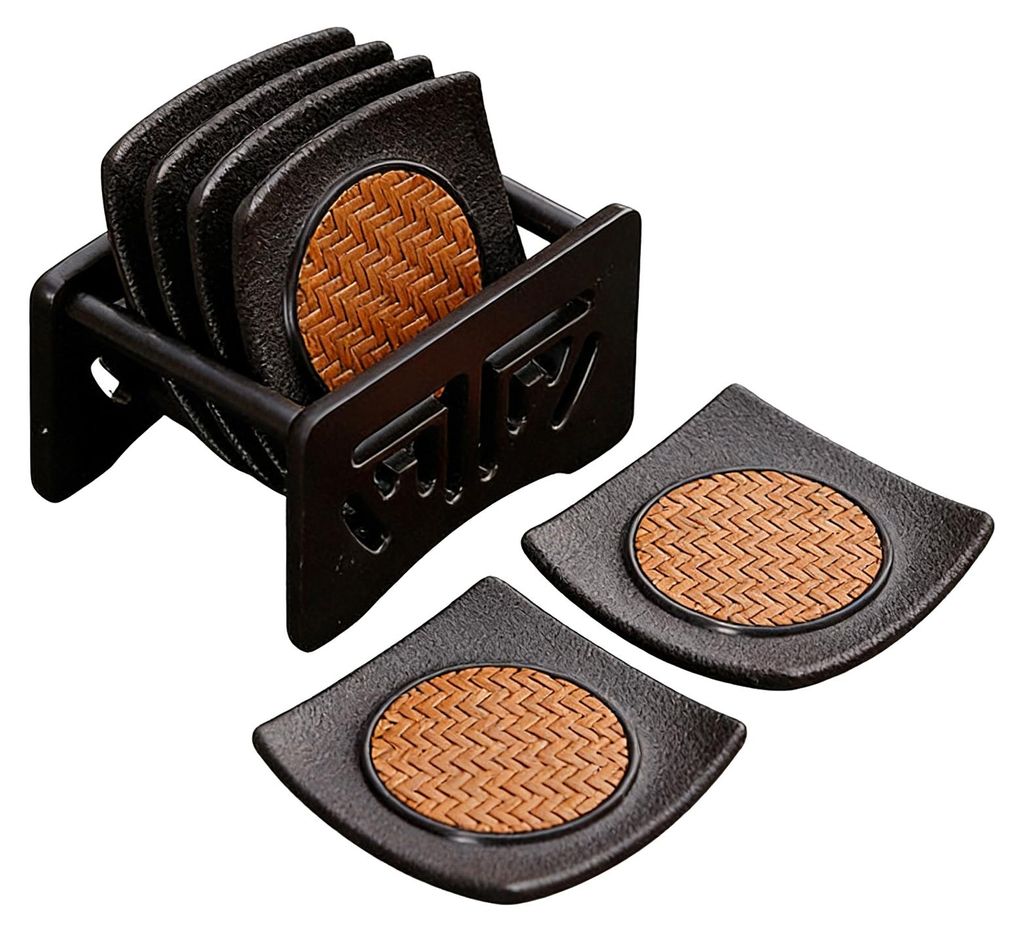 6er-Set isolierte Untersetzer aus Rattan, hitzebeständig, rutschfest, quadratisch, für Teetassen, multifunktional, für Couchtisch, Büro oder Te...