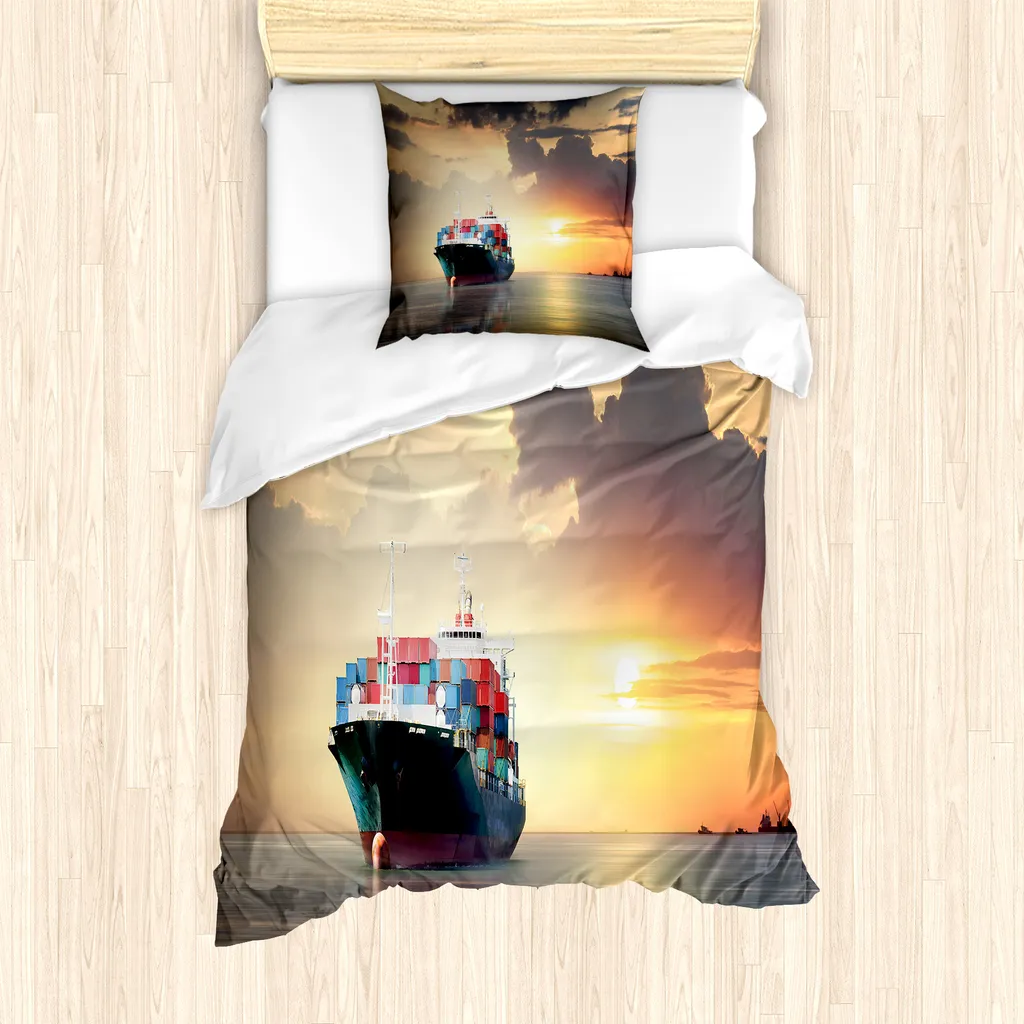 ABAKUHAUS Set Copripiumino Nave Tramonto 135x200cm - Comfort Antiacaro
