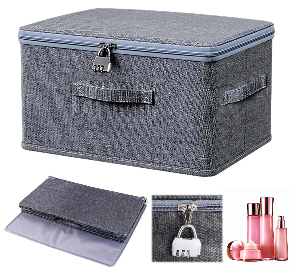 Boîte de rangement en tissu pour documents coffret secret de bureau