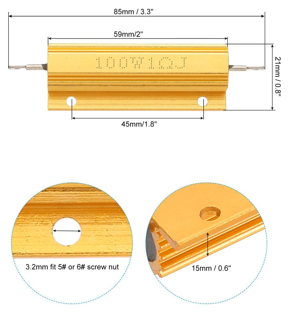 100W 1 Ohm Widerstand Sortiment Kit Aluminium Geh?use Widerst?nde Set, 4 Stš¹ck Aluminum Widerstand Set mit Schrauben Draht Widerst?nde Resistor ...