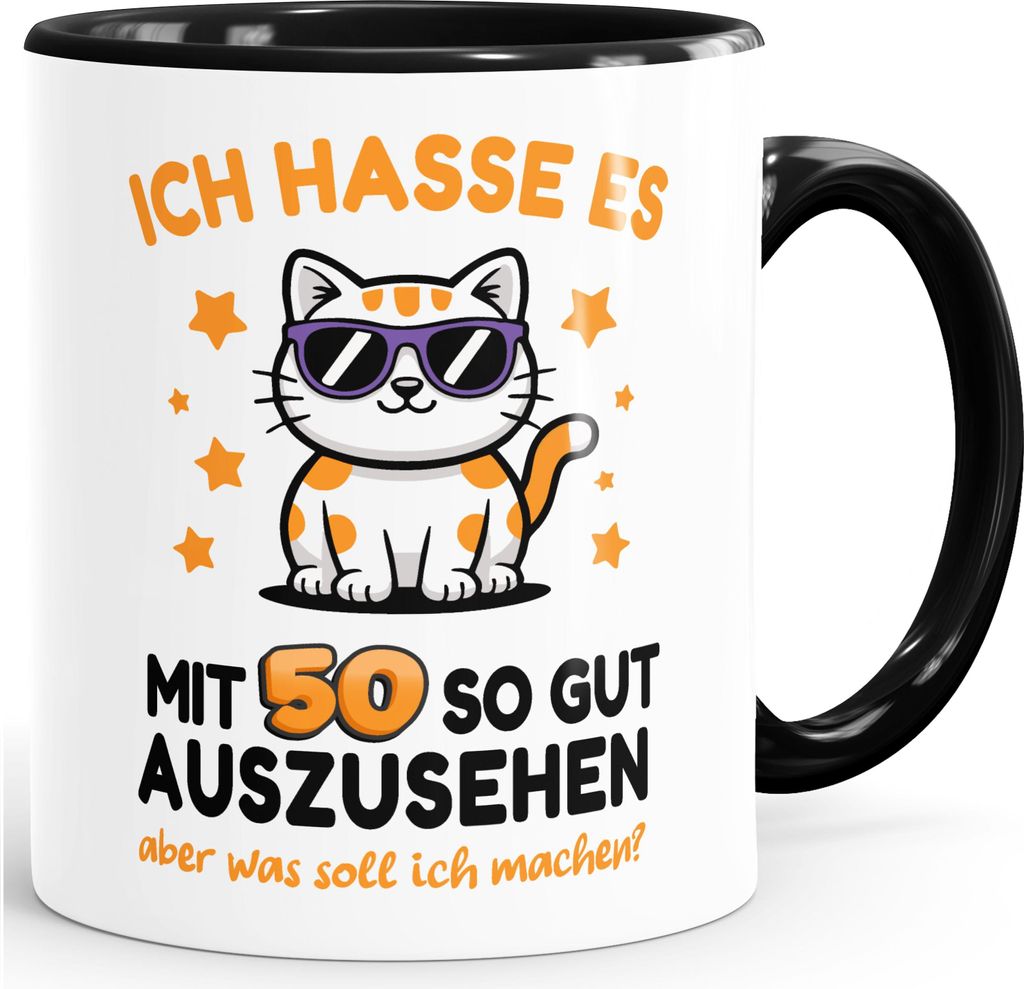 Tasse Geburtstagsgeschenk Ich hasse es so gut auszusehen Spruch Ironie Sarkasmus Katze Geschenk runder Geburtstag MoonWorks