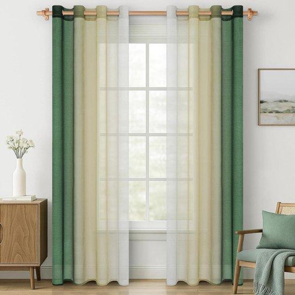 Olivgrüne Vorhänge Set 2teilig 225x140 cm Modern