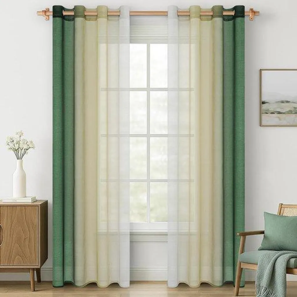 Rideau vert olive 225x140 cm anti-regard pour intérieur moderne