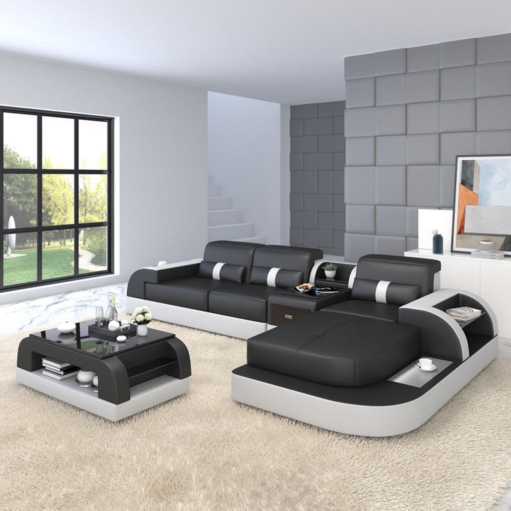 Ecksofa L Form Wohnlandschaft Sofa Couch Polster Ecke Garnitur Leder Sofas Leder