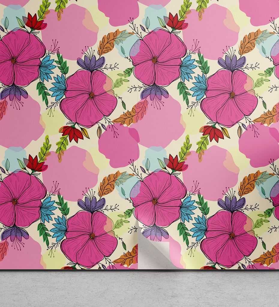 ABAKUHAUS Garten-Kunst abziehbare & klebbare Tapete für Zuhause, Bunte Blätter Spritzer, selbstklebendes Wohnzimmer Küchenakzent, 33 cm x 250 cm...