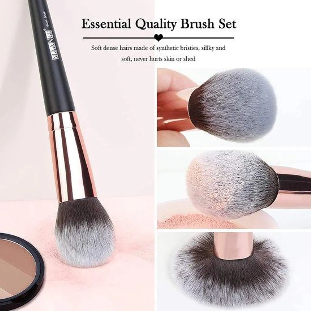 Pinceaux de maquillage haut de gamme aux poils soyeux et manche en bois
