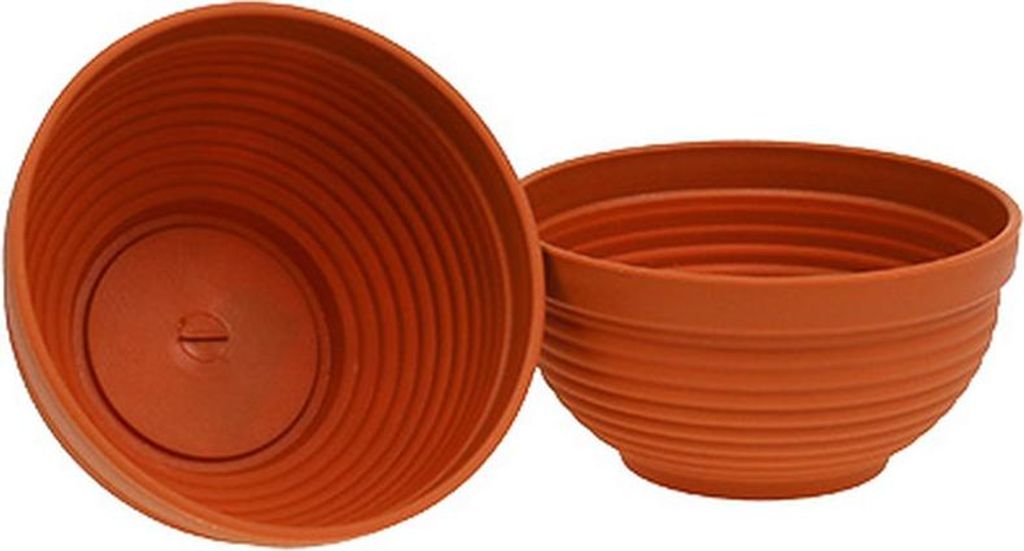 Pflanzschale aus Plastik mit dekorativen Rillen für Balkon und Terrasse, 10 Stück