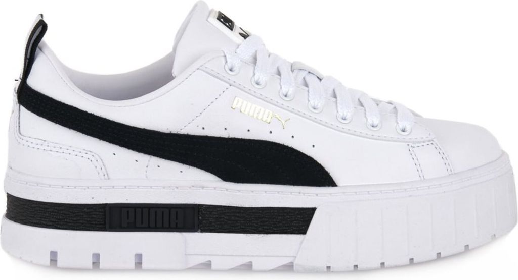 Puma Low Sneaker MAYZE LTH Damen Leder und Synthetik Weiß Größe: 8