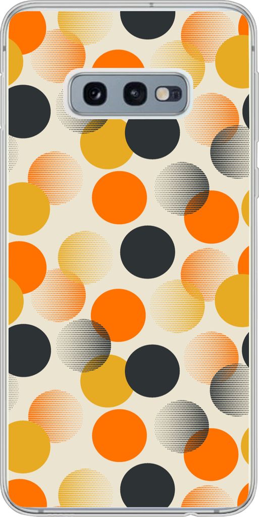 MuchoWow Handyhülle Schutzhülle Hülle für Telefoonhoesje Samsung Galaxy S10e Tupfen - Design - Retro - Orange Silikon Softcase Handy Hülle -...