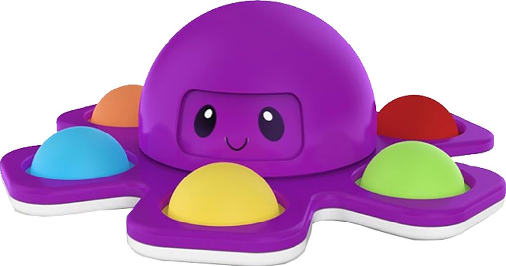 Cazy Fidget Spinner mit Pop Up Bubble - Gesichtwechselnder Oktopus - Lila