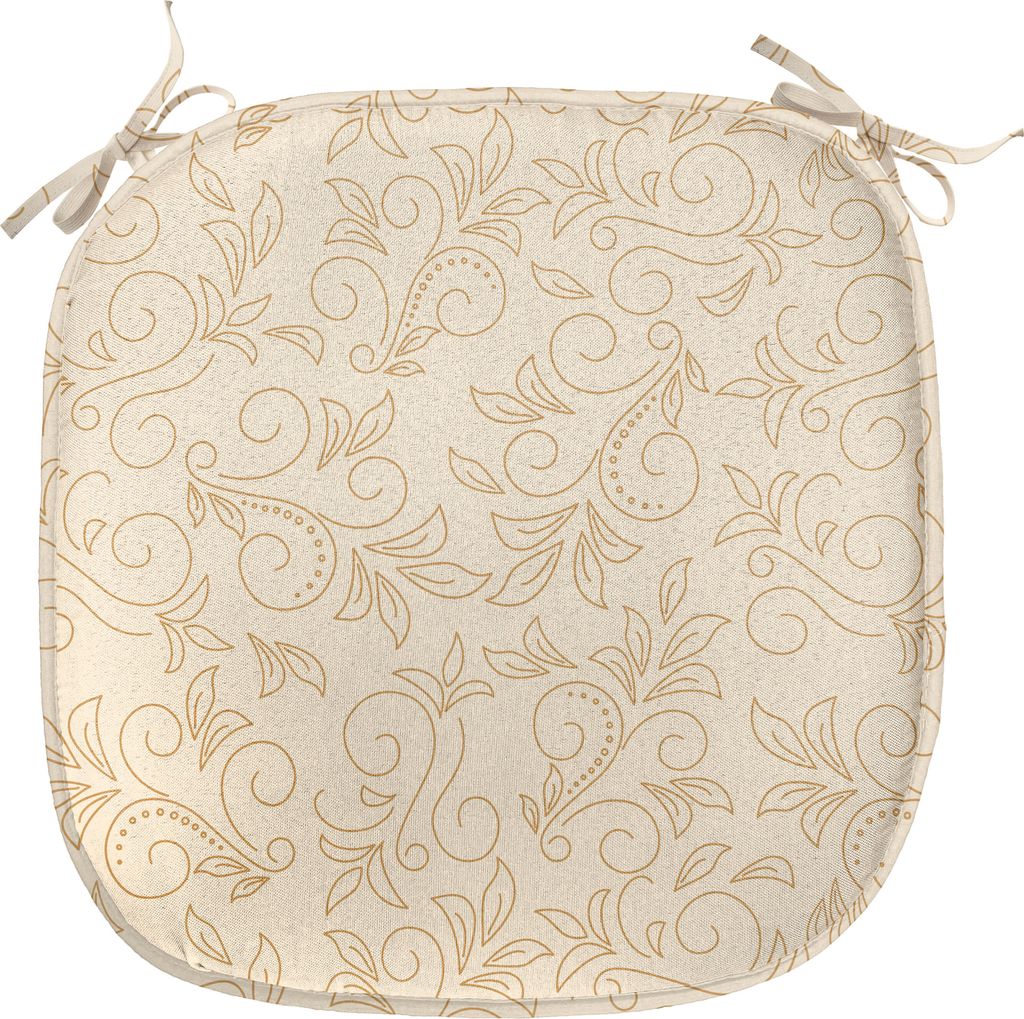 ABAKUHAUS Beige Polster für Esszimmerstühle, Zusammenfassung Blumenmuster, Dekoratives wasserfestes Kissen mit Riemen für Küchensitze, 40 cm x ...