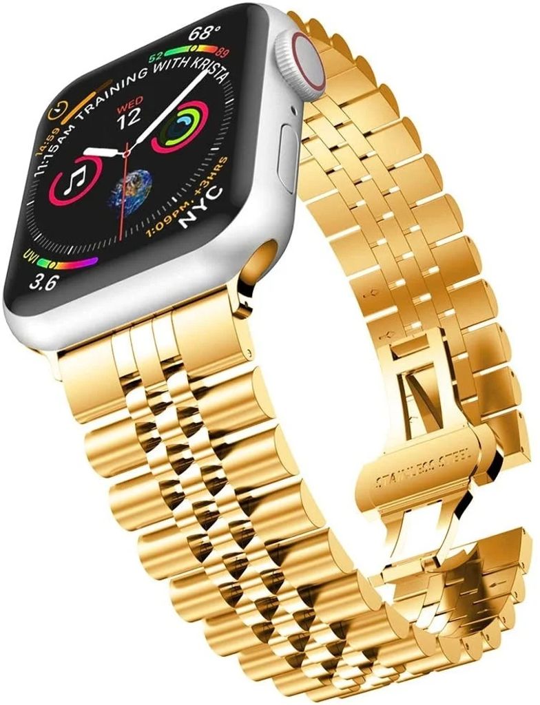 Strap-it Apple Watch 8 Jubilee Stahlband (Gold)