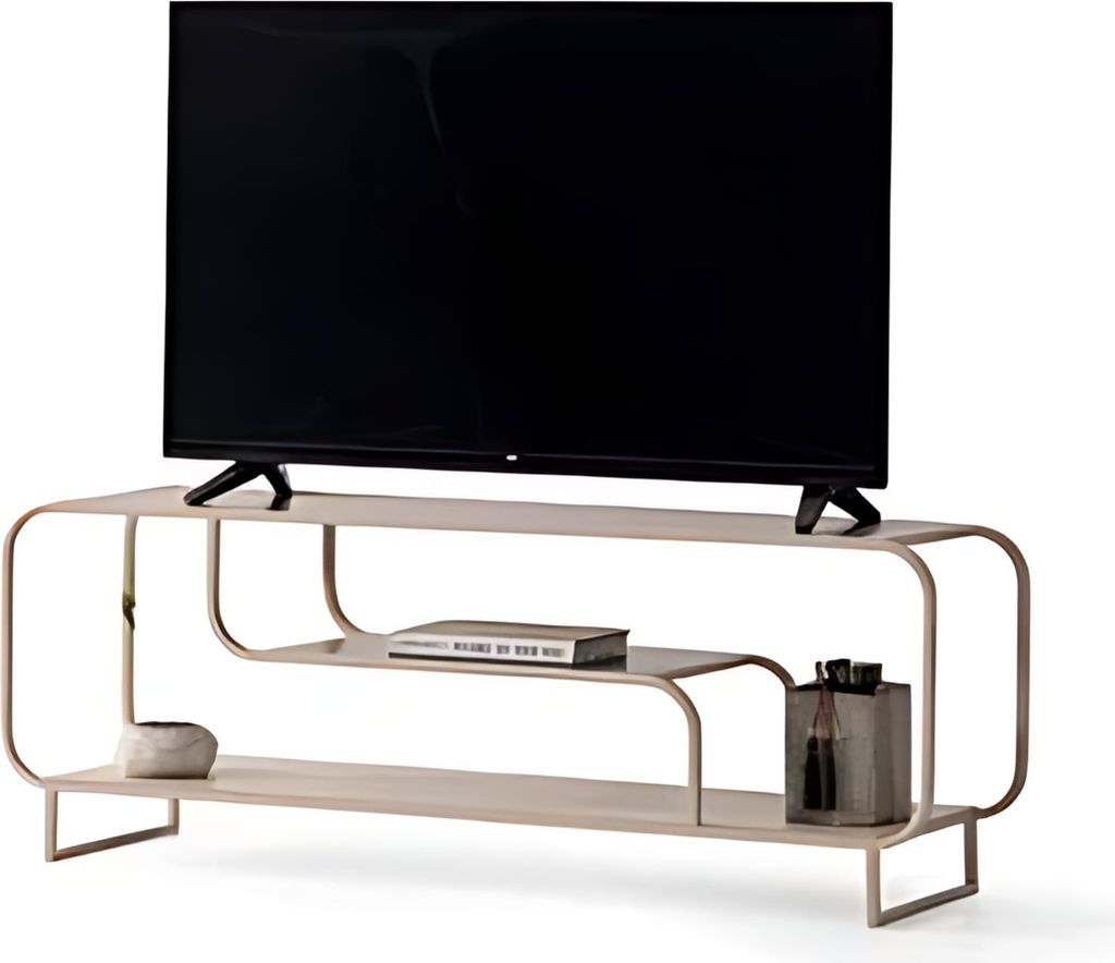 Beiges Sideboard, Modern, Freistehend, 2 Regalfächer, 210x45x70 cm