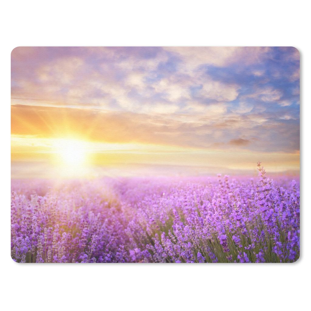 MuchoWow Mauspad Mousepad Lavendel - Sonne - Himmel - Natur 40x30 cm - Mousepads - Maus Mat - Pad - Mausunterlage - Anti Rutsch