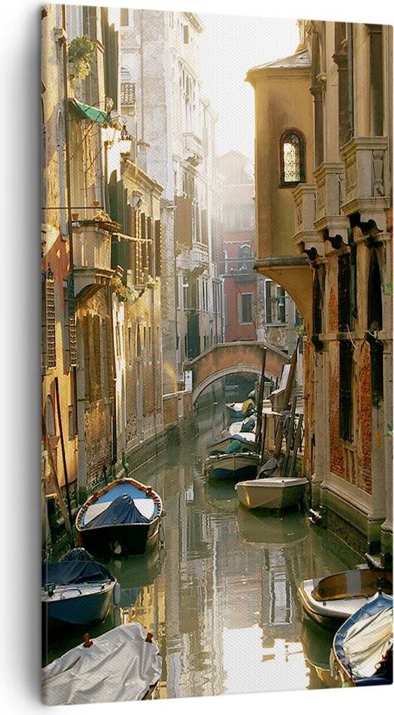 Bild auf Leinwand - Leinwandbild - Venedig Brücke Wasser Haus - 45x80cm - Wand Bild - Wanddeko - Leinwanddruck - Bilder - Kunstdruck - Wanddekorat...