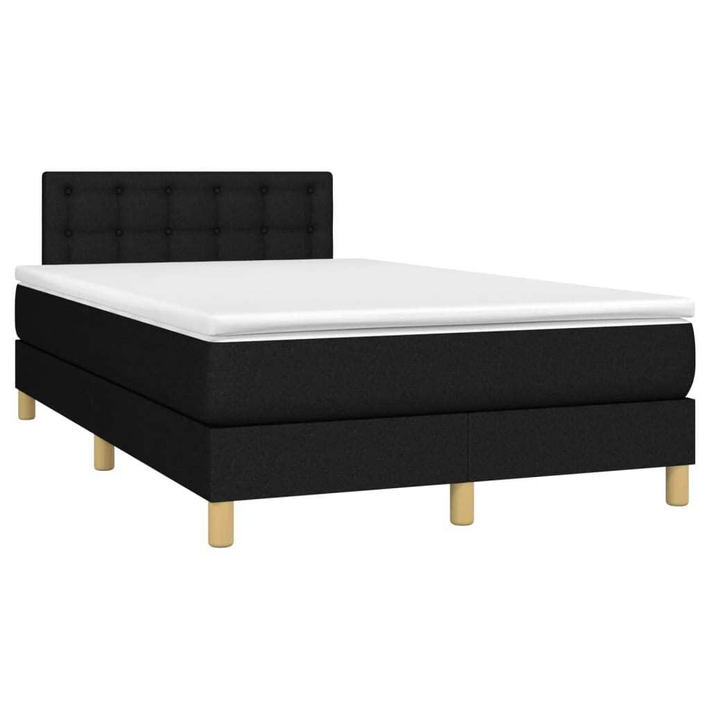 Ankonbej Boxspringbett mit Matratze & LED Schwarz 120x190 cm Stoff