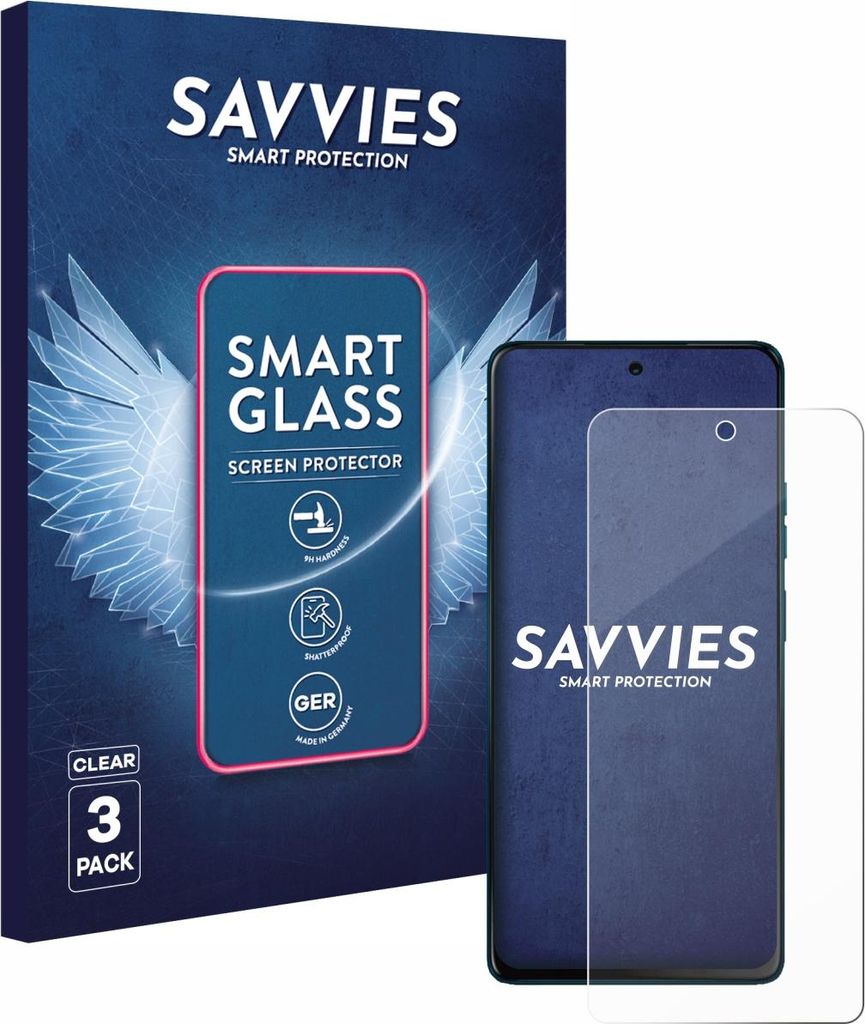 3x Savvies Schutzglas Folie für Motorola Moto G75 9H Panzer Schutzfolie Glas Displayschutz klar transparent