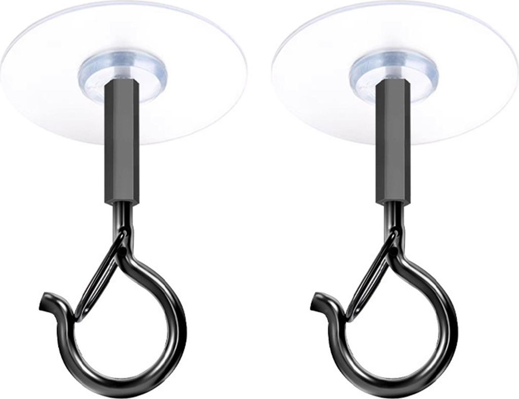 2 Stück selbstklebende Deckenhaken, ohne Bohren, Aufhängehaken, Wandhaken, tragender Ösenhaken mit Sicherheitsschnalle für Lichterketten, Pflan...