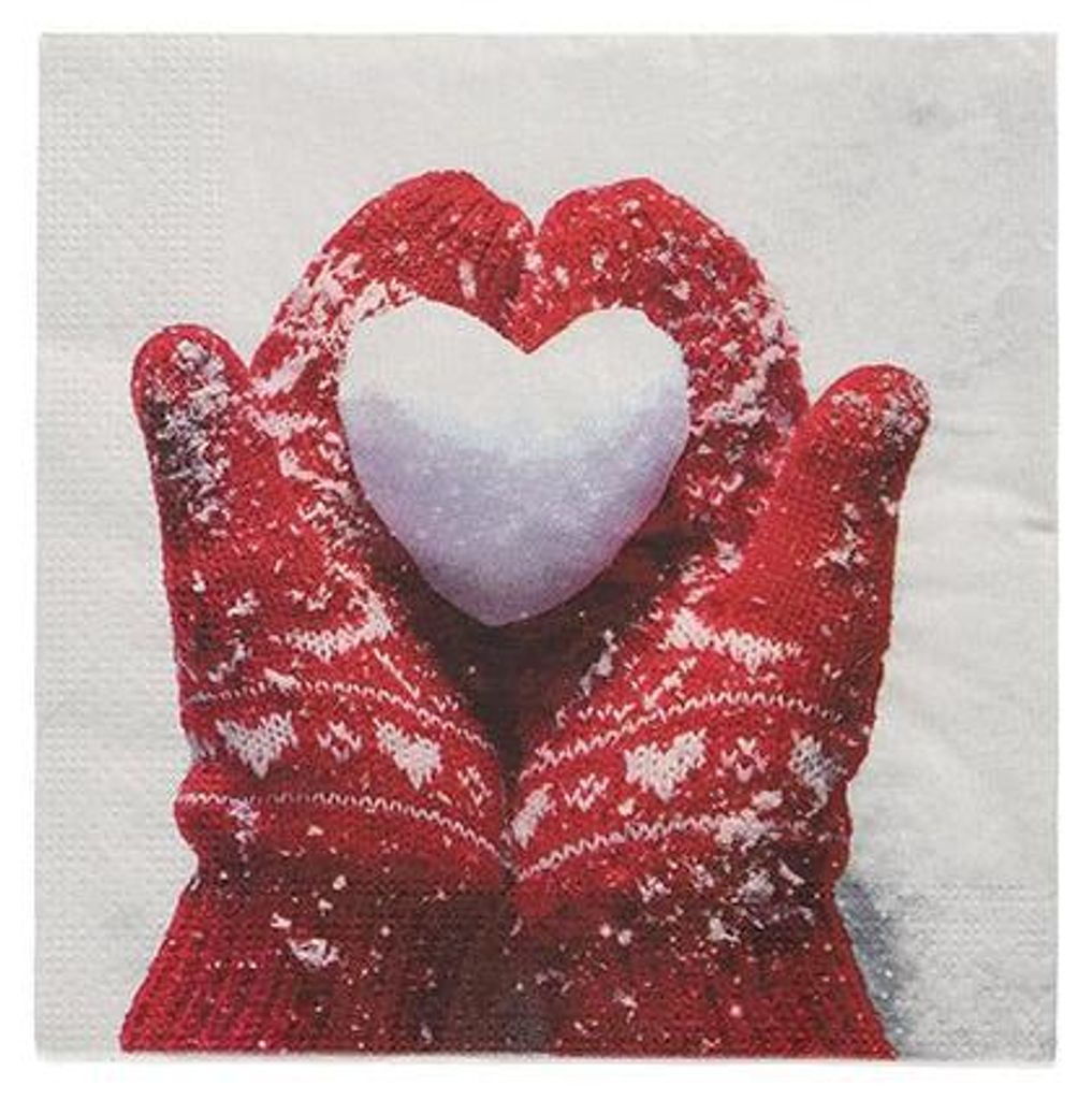 PAPSTAR Servietten 3-lagig, 33x33 cm, "Mittens in the Snow" | Folie (20 Stück)