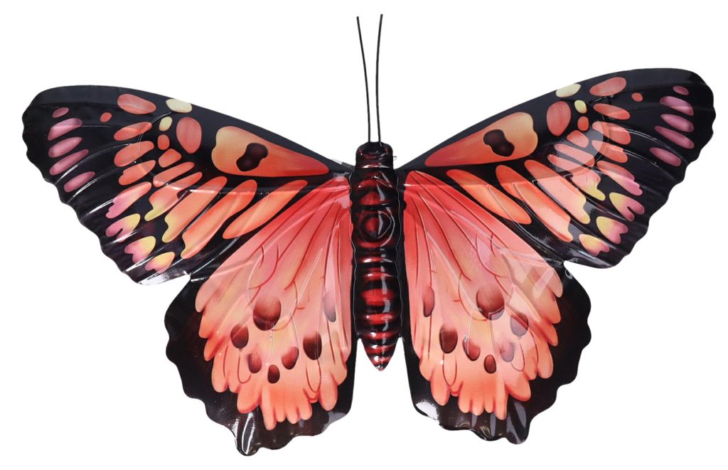 Pro Garden Wanddekoration Schmetterling - rot - 49 x 34 cm - Metall - Wanddekoration / Zaun / Garten