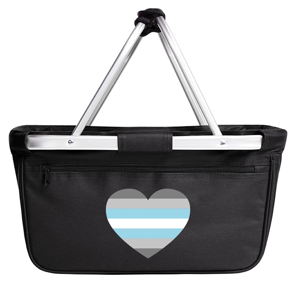 Huuraa Einkaufskorb Demiboy Pride Flagge LGBTQ Herz 20 Liter Black faltbarer Tragekorb Geschenkidee