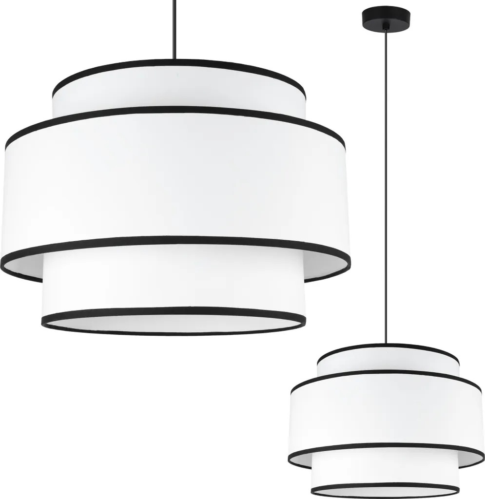Vienna Lampe à Suspendre Blanc 1 Plat 40cm Bord Noir Culot E27 Design