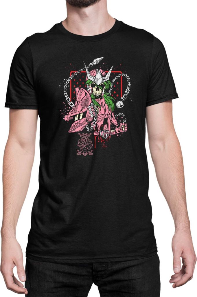 Herren T-Shirt Japan Anime Manga Saint Anime Seiya Zombie Knight 04 Necromoncer Knight, Man 4XL / Schwarz
