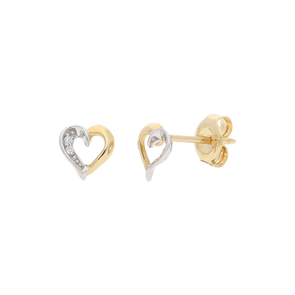 JuwelmaLux Ohrstecker 585 Gold- und Weißgold Herz mit Brillant JL10-06-2623