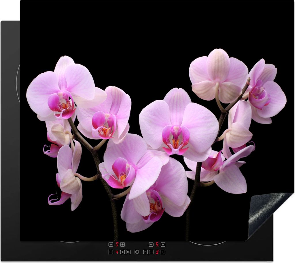 KitchenYeah Herdabdeckplatte Orchidee - Blumen - Rosa - Flora , 60x52cm, Küche Deko, Glaskeramikfeld Herdabdeckung, Abdeckplatte fùr Kochfeld
