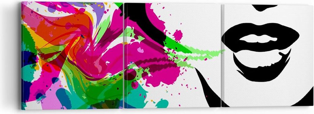 Bild auf Leinwand - Leinwandbild - Frau Gesicht Lippen Make-up - 90x30cm - Wand Bild - Wanddeko - Leinwanddruck - Bilder - Kunstdruck - Wanddekorat...