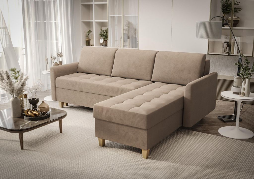 Ecksofa 240x180 cm Beige Rechte Sally 02 Kongo RBN08