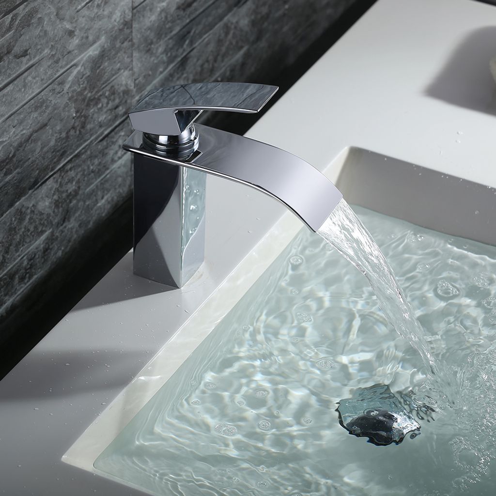 Homelody Wasserhahn Bad wasserfall，Waschtischarmatur mit Produktbild 10