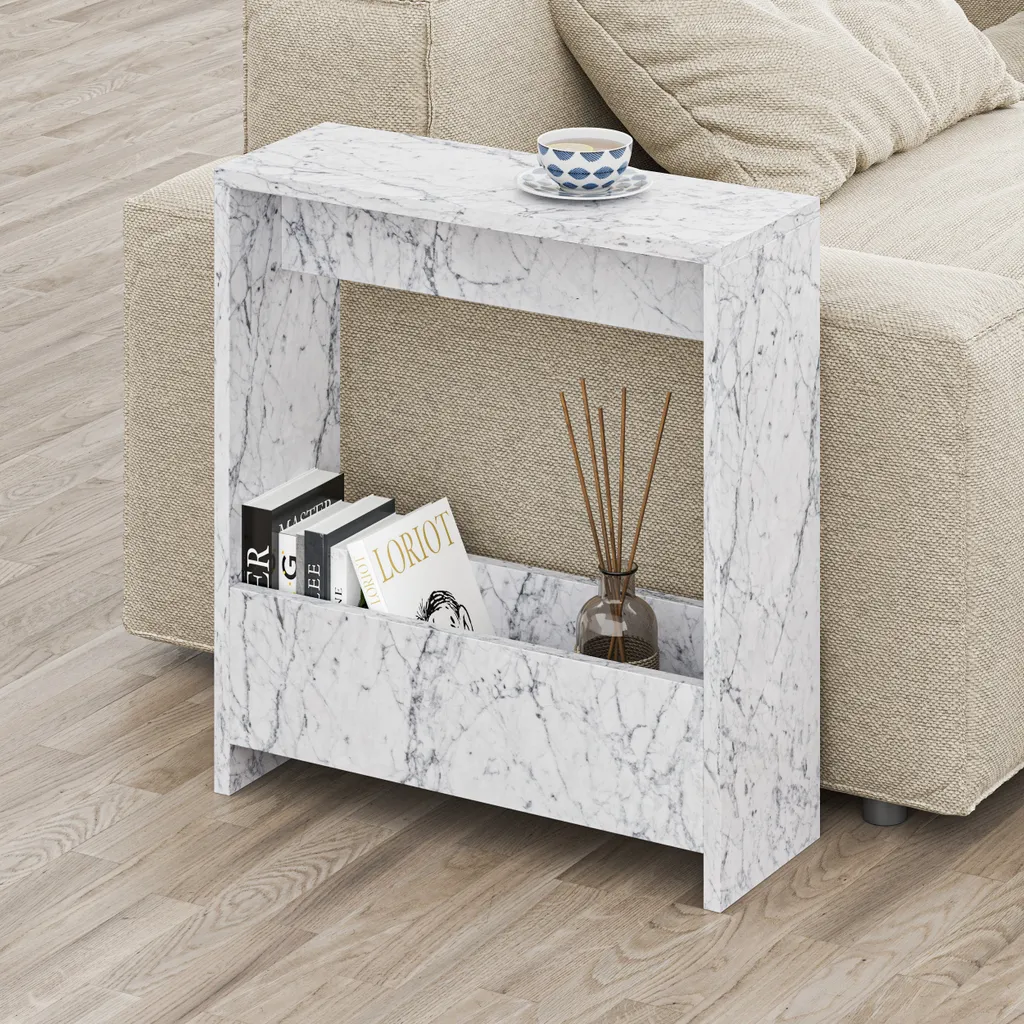 Tavolino Salotto 55x20x60 Decortie Simpi Effetto Marmo - Salvaspazio