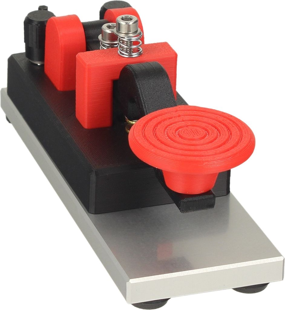 Minadax CWMORSE Morse Taste Schwarz-Rot | Aluminiumsockel | Präzisionslager | Einstellbar | 121g