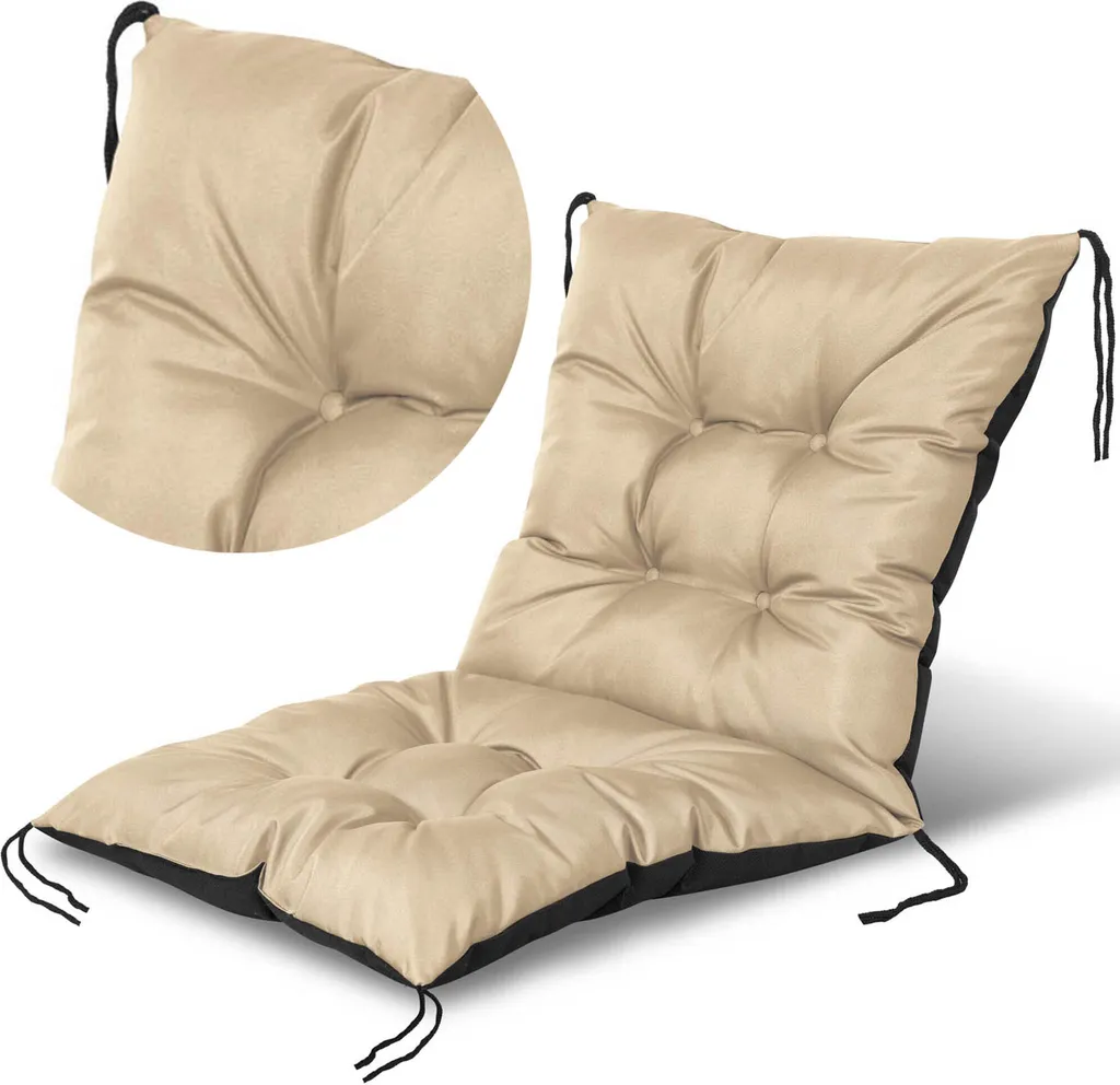 Coussin Jardin Imperméable 50x50x50 cm Beige avec Revêtement Déperlant