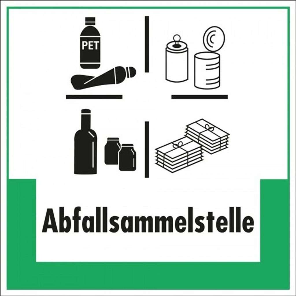 Dreifke Schild I Abfallkennzeichen Abfallsammelstelle, mit Symbol und Text, ...