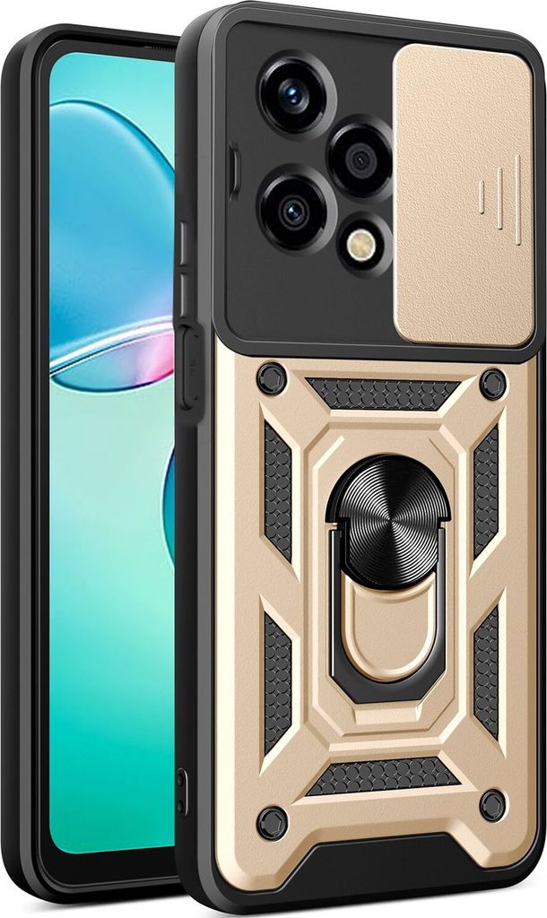 Hülle für Honor 200 Lite Magnetische Ring Ständer Halter Dia Kameraschutz TPU Bumper Silikon Schutzhülle Gold