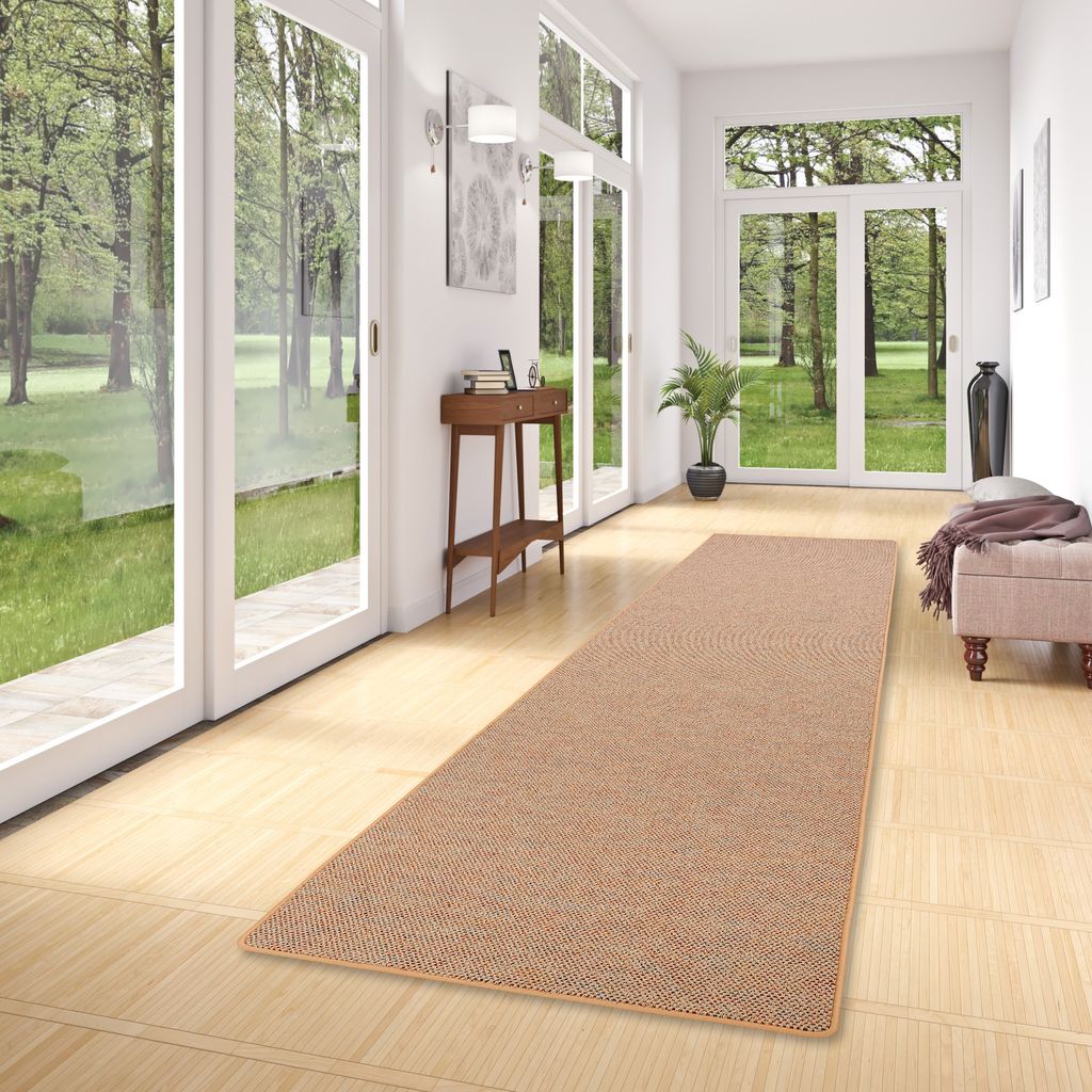 Läufer Teppich Schlingen Teppich Alma Beige Meliert, Größe:100x100 cm