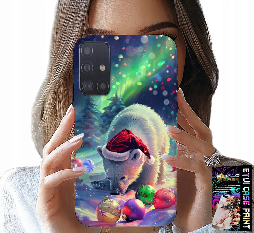 Cover Samsung A51 Natale: Orsetto con Effetto Alluminio Lucido