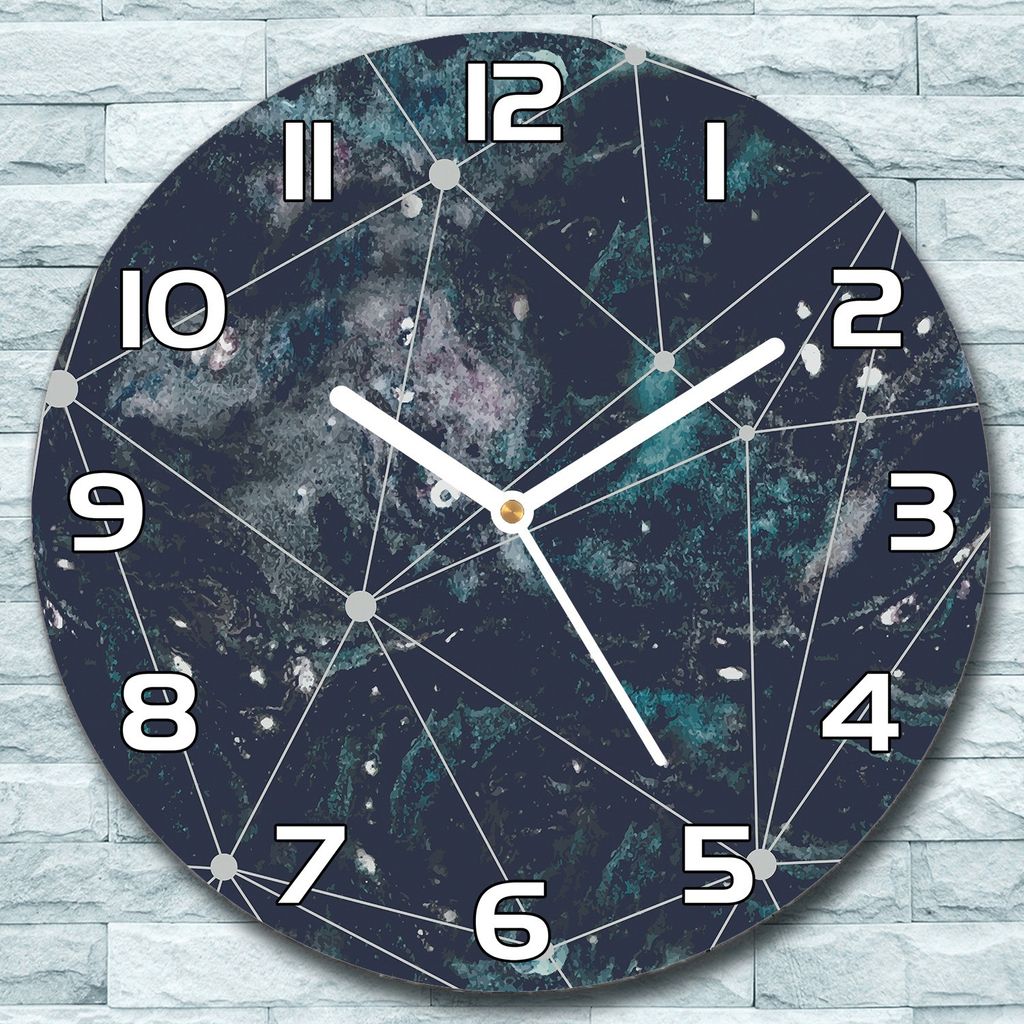 Wanduhr aus Glas Rund fi 30 Geometrische Linien Nachthimmel Deko Wohnzimmer Büro