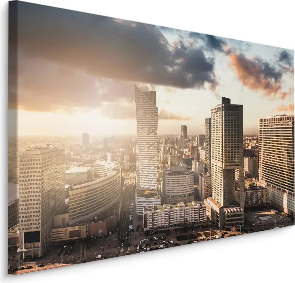 Favolosa carta da parati su tela 120x80 cm XXL stampa d'arte panorama città di Varsavia