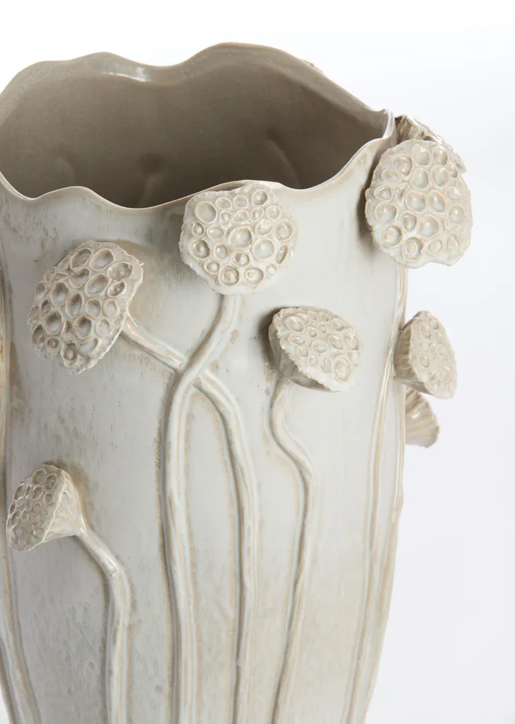 Vase en céramique gris clair pour centre de table et bouquets de fleurs - 2