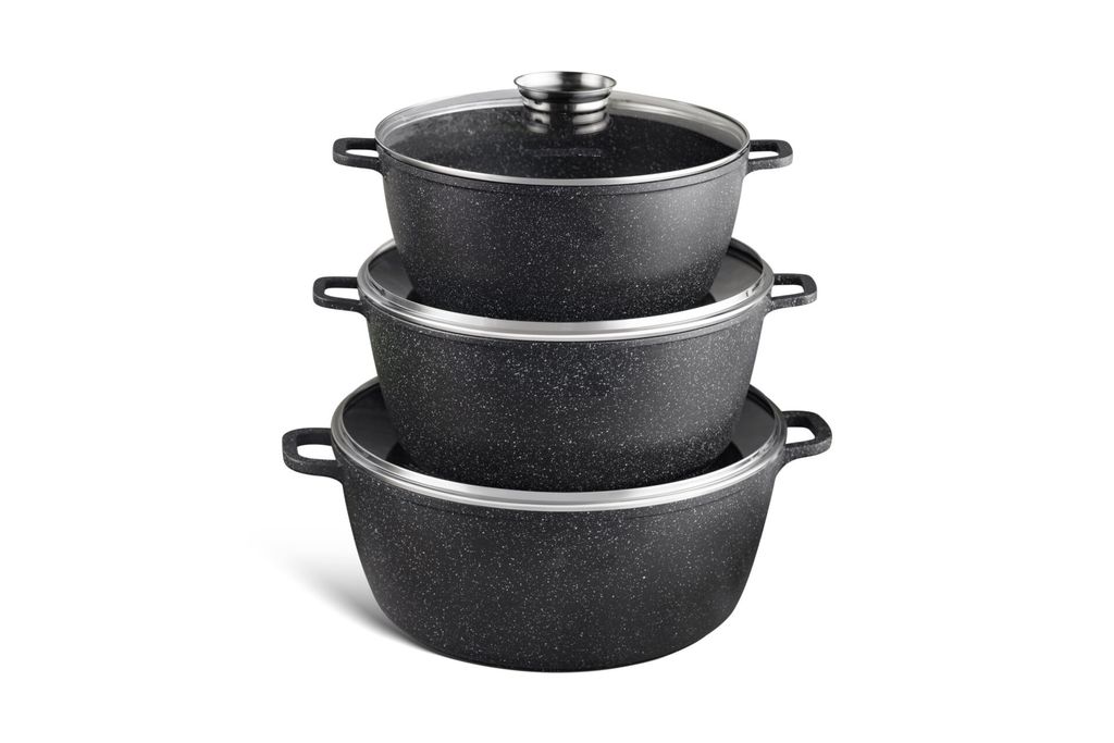 Topf-Set mit großen Steintöpfen in 3 verschiedenen Größen, Suppentopf, Kompotttopf, Spargeltopf, perfekte Töpfe für eine große Familie 10L /...