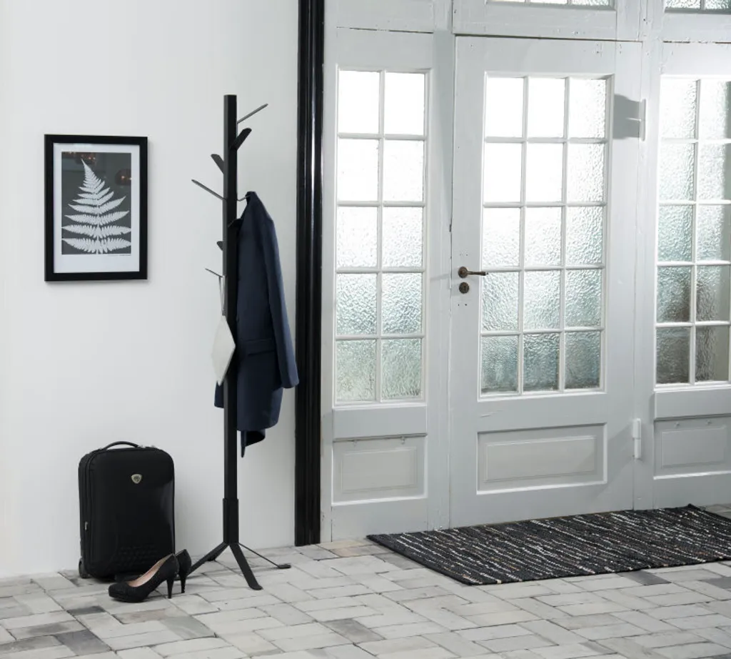 Portemanteau Sur Pied en Métal Noir - Support de Vêtement Moderne